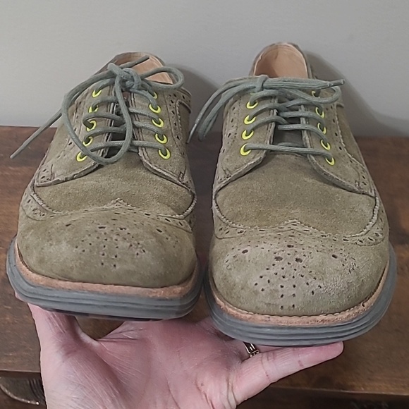 Cole Haan LUNARGRAND Olive Green Suede Wingtip Oxfords size 11.5 main image 4